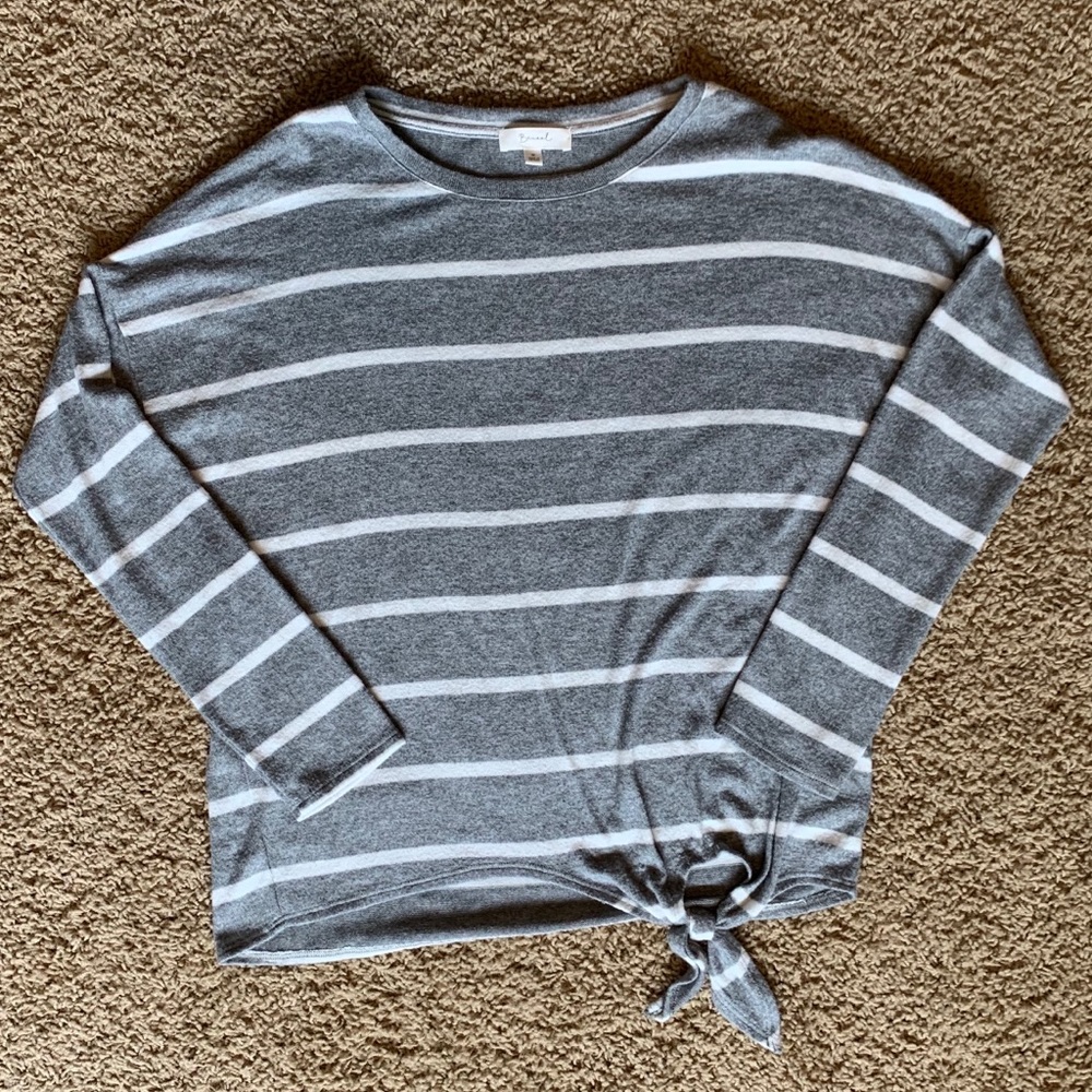 Becaal brand cotton striped top with tie detail